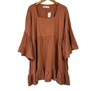 Free People Beach Bell Sleeve Tunic Mini Dress Brown Size Large